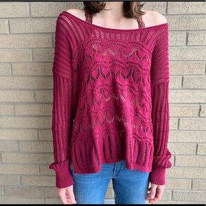 Lucky Brand - Deep Burgandy Knit Sweater